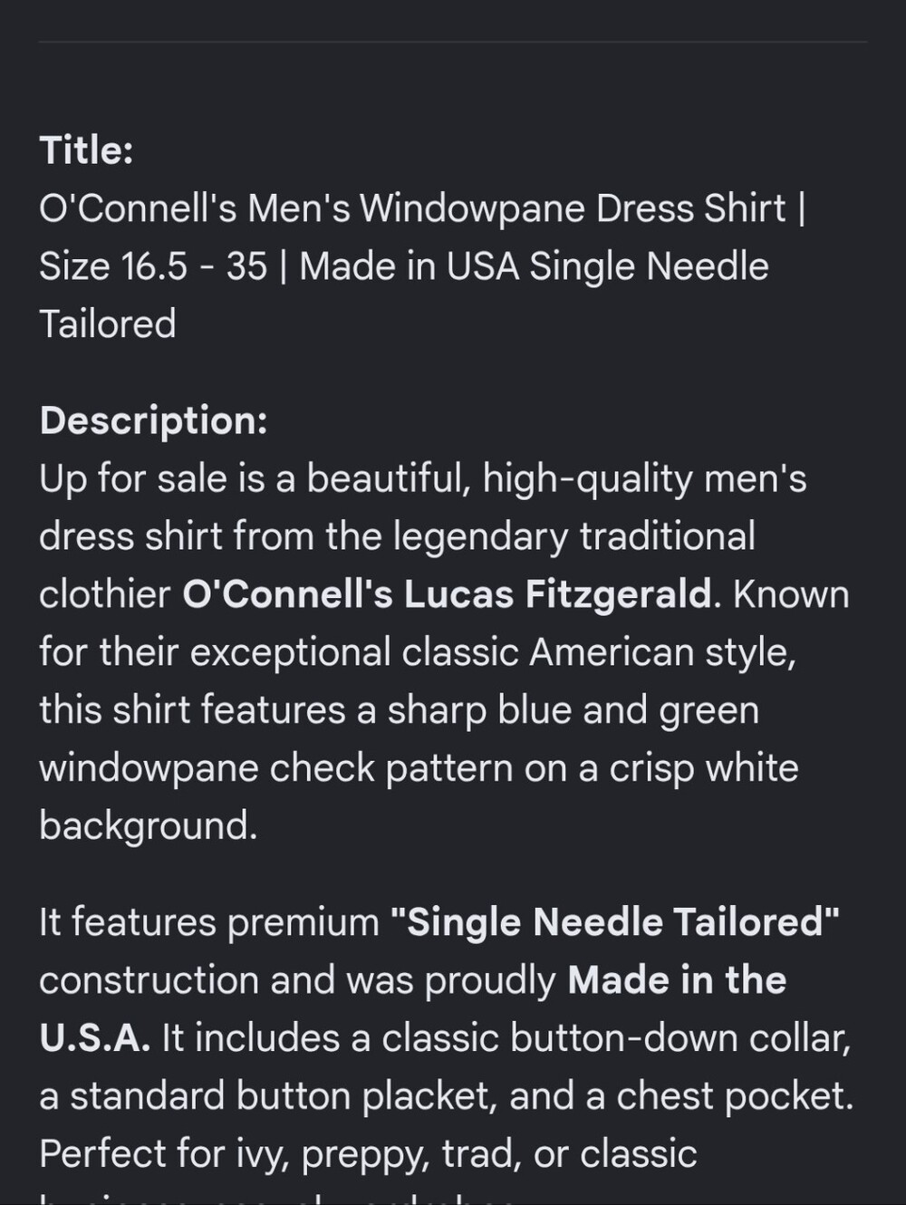 O'Connell's Dress Shirt with Green & Purple Check - Picture 6 of 7